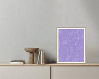 Lavender & Sage Adire – Signed 50-Edition Giclée Print for Gallery Walls — Grey wall with bowl