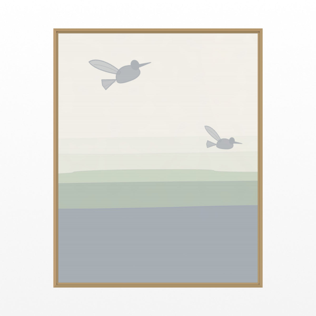 Lavender & Sage Hummingbird Printable Wall Art – Limited Edition Giclée Art Print | Instant Digital Download — Floating natural frame