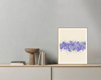 Lavender & Sage Paint Splatter Wall Art Print – Signed Limited Edition Giclée | Modern Gallery Decor — Grey wall with bowl