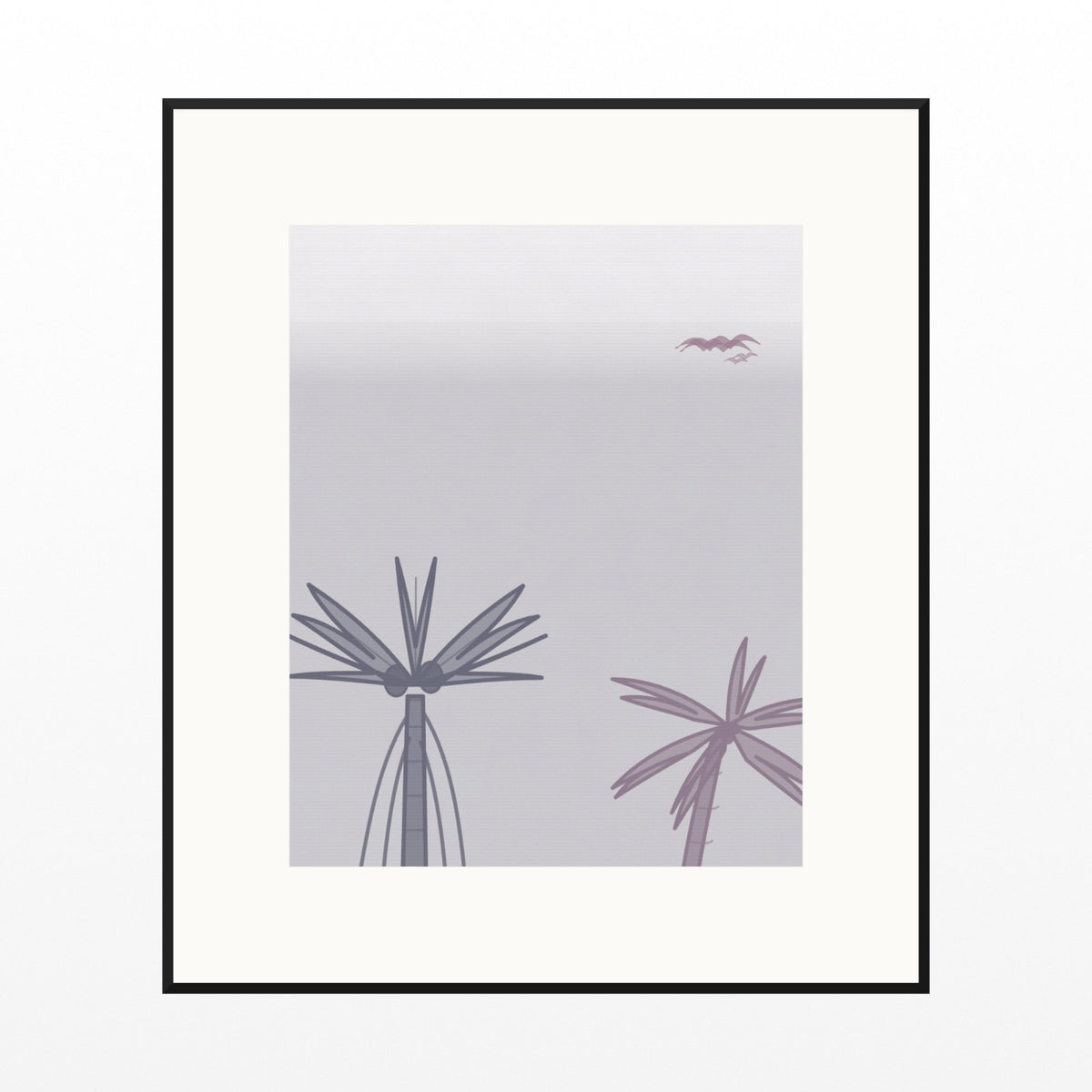 Mauve & Steel Seabird Printable Wall Art – Limited Edition Giclée Art Print | Instant Digital Download — Black gallery mat