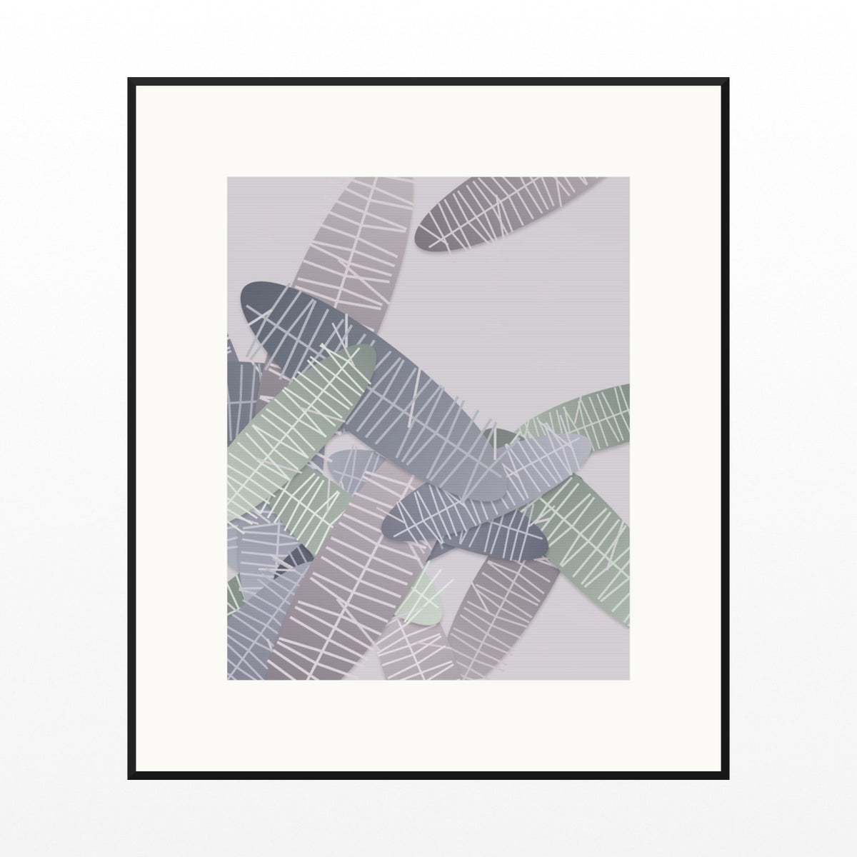 Mauve & Steel Tropical Wall Art Print – Signed Limited Edition Giclée | Modern Gallery Decor — Black gallery mat