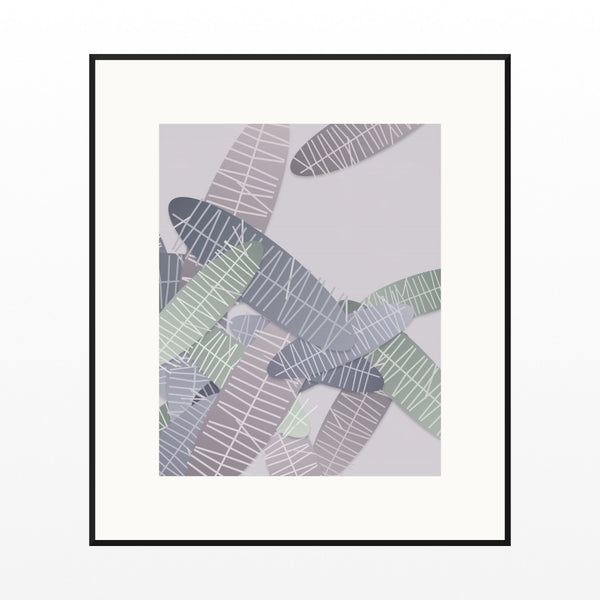 Mauve & Steel Tropical Wall Art Print – Signed Limited Edition Giclée | Modern Gallery Decor — Black gallery mat