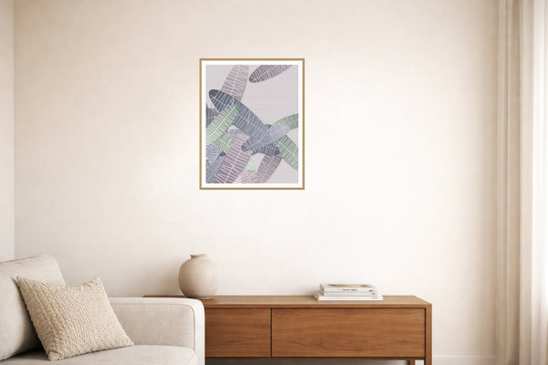Mauve & Steel Tropical Wall Art Print – Signed Limited Edition Giclée | Modern Gallery Decor — Living room lifestyle