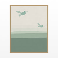 Mountain Treeline Hummingbird Printable Wall Art – Limited Edition Giclée Art Print | Instant Digital Download — Floating natural frame