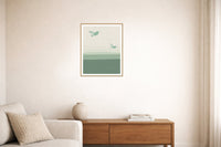 Mountain Treeline Hummingbird Printable Wall Art – Limited Edition Giclée Art Print | Instant Digital Download — Living room lifestyle