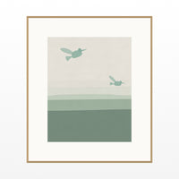 Mountain Treeline Hummingbird Printable Wall Art – Limited Edition Giclée Art Print | Instant Digital Download — Natural gallery mat