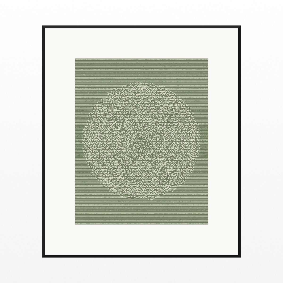 Olive Drab Linear Wall Art Print – Signed Limited Edition Giclée | Modern Gallery Decor — Black gallery mat