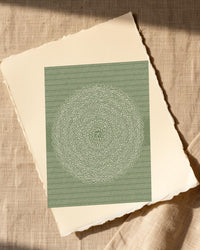 Olive Drab Linear Wall Art Print – Signed Limited Edition Giclée | Modern Gallery Decor — Paper/edge detail