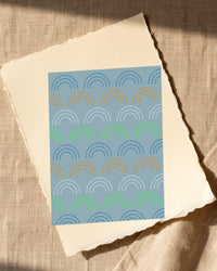 Pale Gold & Blue Haze Ombré Gradient – Signed 50-Edition Giclée Print for Gallery Walls — Paper/edge detail