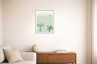 Palm Shadow Seabird Printable Wall Art – Limited Edition Giclée Art Print | Instant Digital Download — Living room lifestyle