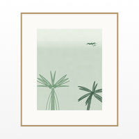 Palm Shadow Seabird Printable Wall Art – Limited Edition Giclée Art Print | Instant Digital Download — Natural gallery mat