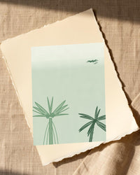 Palm Shadow Seabird Printable Wall Art – Limited Edition Giclée Art Print | Instant Digital Download — Paper/edge detail