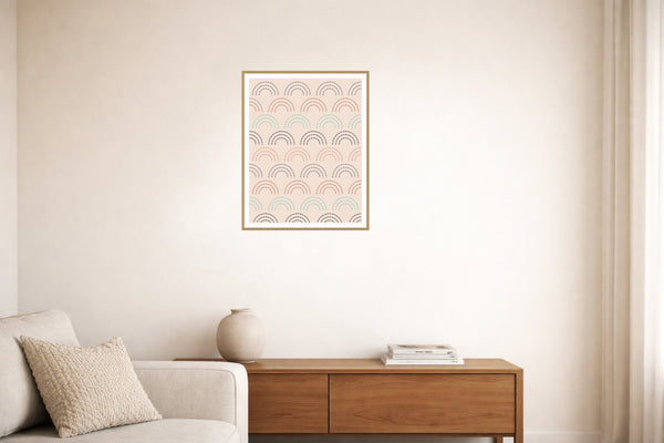 Peach & Concrete Ombré Gradient – Signed 50-Edition Giclée Print for Gallery Walls — Living room lifestyle