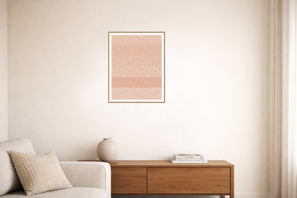 Peach & Concrete Tie-dye – Signed 50-Edition Giclée Print for Gallery Walls — Living room lifestyle