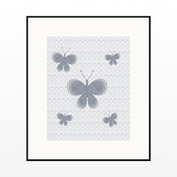 Platinum Silver Butterfly Wall Art Print – Signed Limited Edition Giclée | Modern Gallery Decor — Black gallery mat