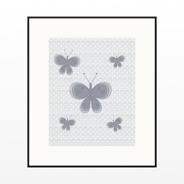 Platinum Silver Butterfly Wall Art Print – Signed Limited Edition Giclée | Modern Gallery Decor — Black gallery mat