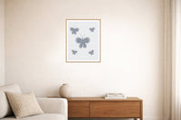 Platinum Silver Butterfly Wall Art Print – Signed Limited Edition Giclée | Modern Gallery Decor — Living room lifestyle