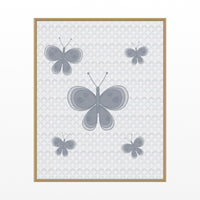 Platinum Silver Butterfly Wall Art Print – Signed Limited Edition Giclée | Modern Gallery Decor — Floating natural frame
