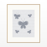 Platinum Silver Butterfly Wall Art Print – Signed Limited Edition Giclée | Modern Gallery Decor — Natural gallery mat