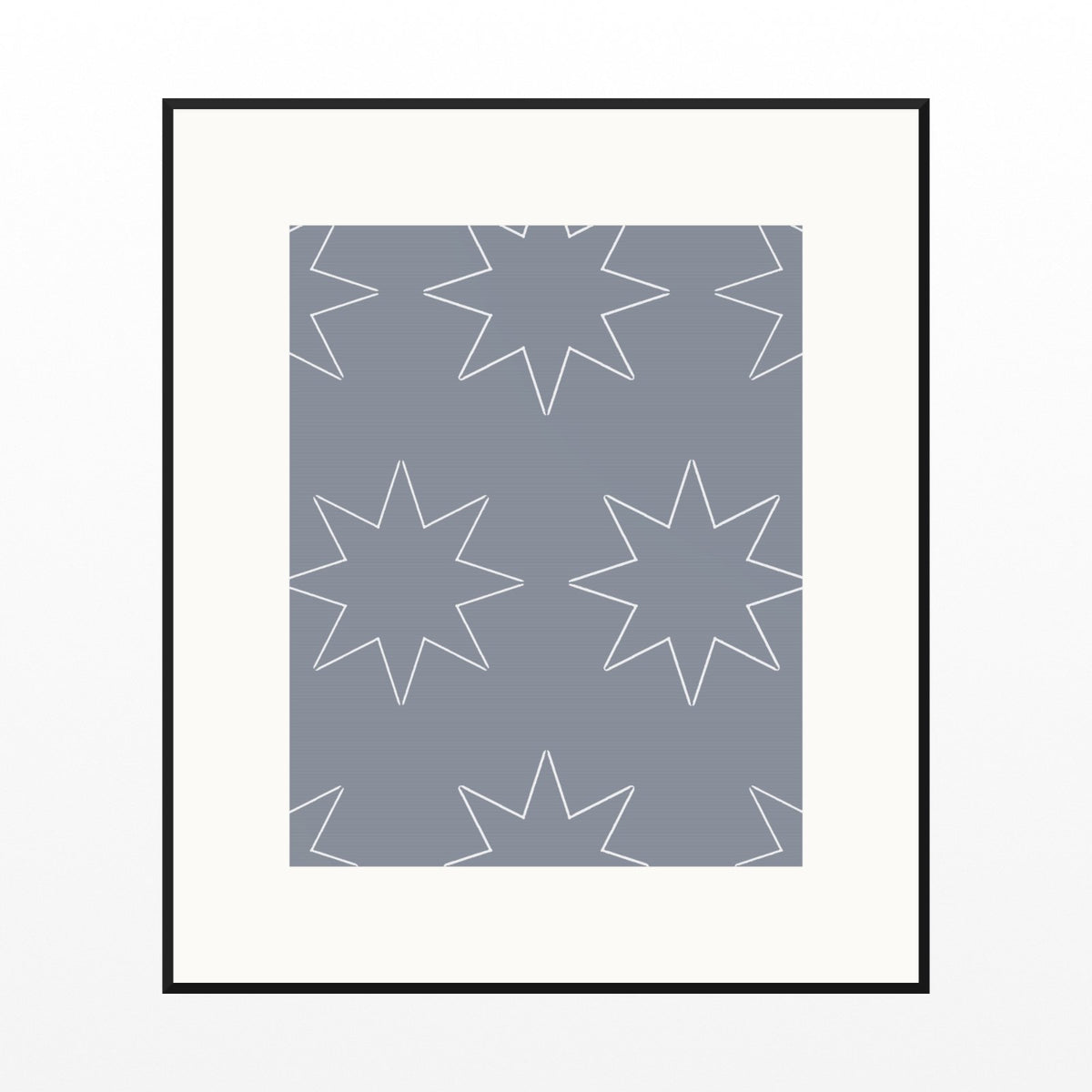 Platinum Silver Moroccan Tile Printable Wall Art  — Black gallery mat
