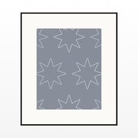 Platinum Silver Moroccan Tile Printable Wall Art  — Black gallery mat