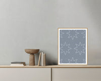 Platinum Silver Moroccan Tile Printable Wall Art  — Grey wall with bowl