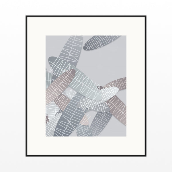 Platinum Silver Tropical Wall Art Print – Signed Limited Edition Giclée | Modern Gallery Decor — Black gallery mat
