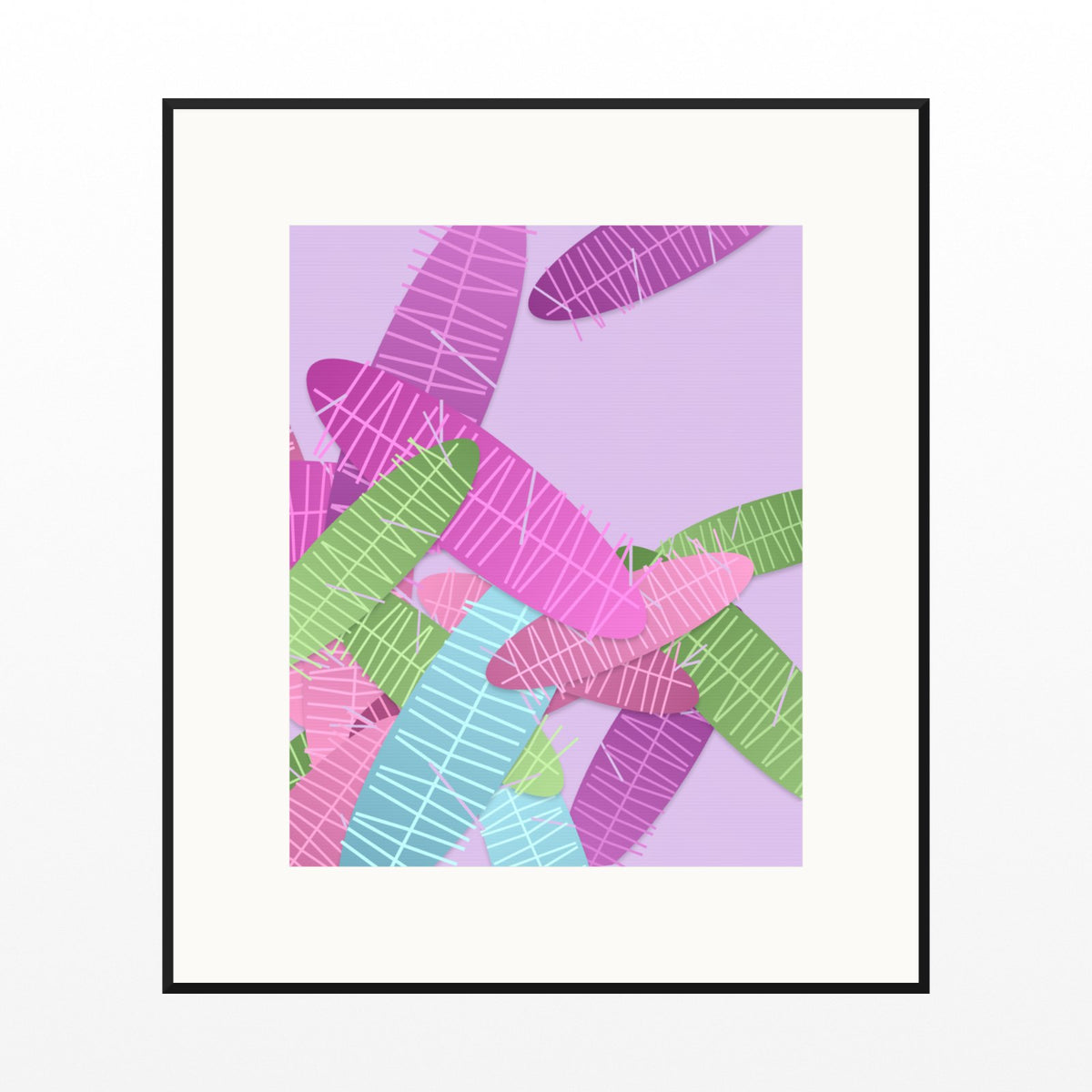 Rainbow Tropical Wall Art Print – Signed Limited Edition Giclée | Modern Gallery Decor — Black gallery mat