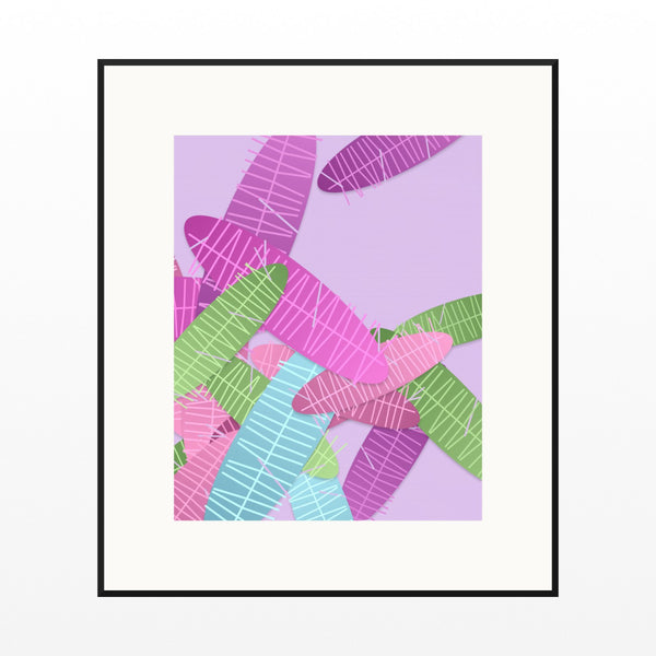 Rainbow Tropical Wall Art Print – Signed Limited Edition Giclée | Modern Gallery Decor — Black gallery mat