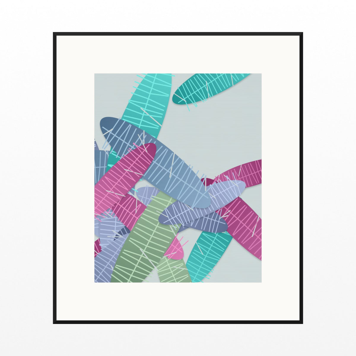 Rainbow Tropical Wall Art Print – Signed Limited Edition Giclée | Modern Gallery Decor — Black gallery mat