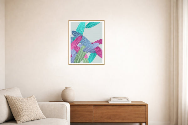 Rainbow Tropical Wall Art Print – Signed Limited Edition Giclée | Modern Gallery Decor — Living room lifestyle