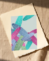Rainbow Tropical Wall Art Print – Signed Limited Edition Giclée | Modern Gallery Decor — Paper/edge detail