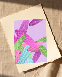 Rainbow Tropical Wall Art Print – Signed Limited Edition Giclée | Modern Gallery Decor — Paper/edge detail