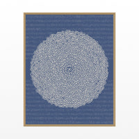 Raw Denim Linear Wall Art Print – Signed Limited Edition Giclée | Modern Gallery Decor — Floating natural frame