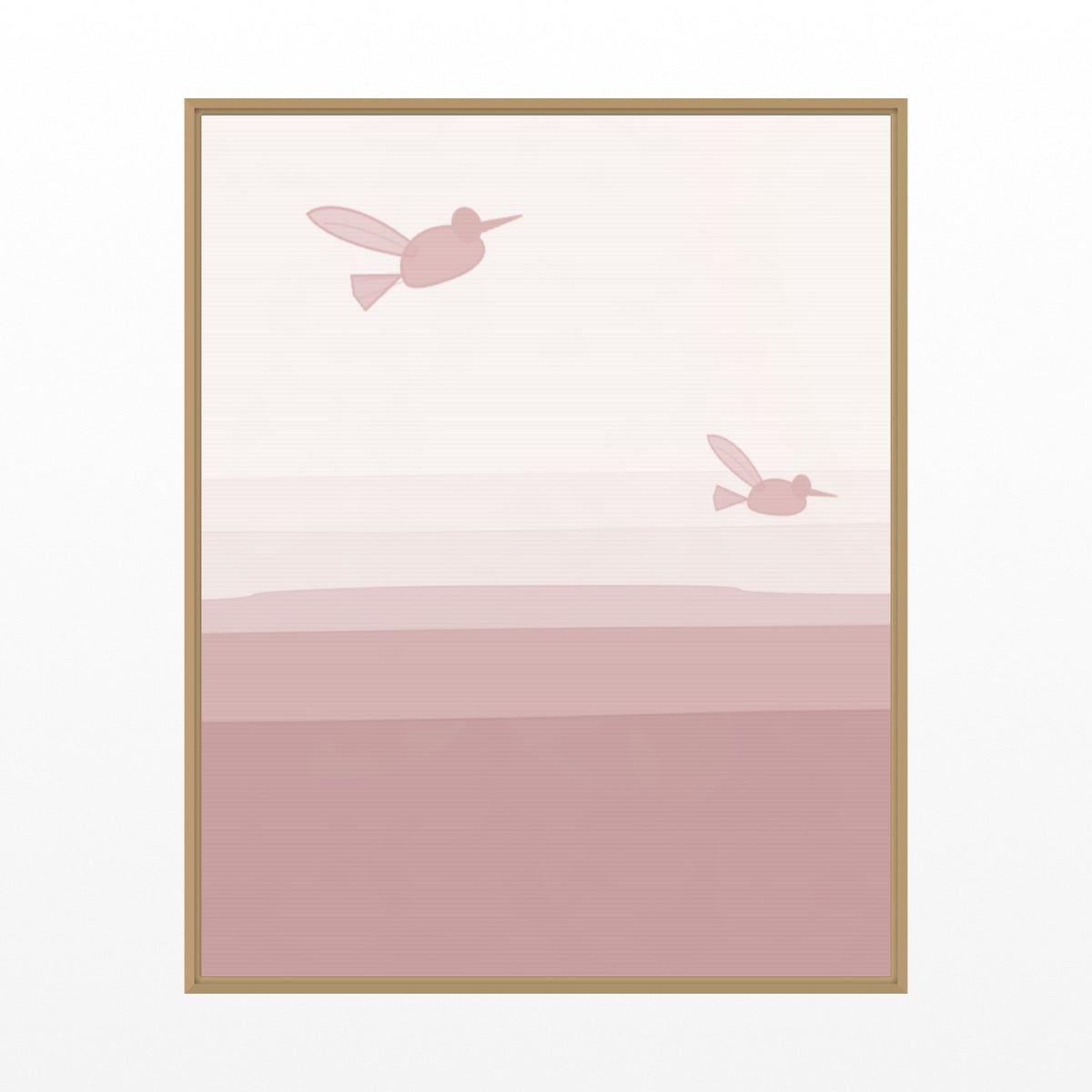 Rose Dust Hummingbird Printable Wall Art – Limited Edition Giclée Art Print | Instant Digital Download — Floating natural frame