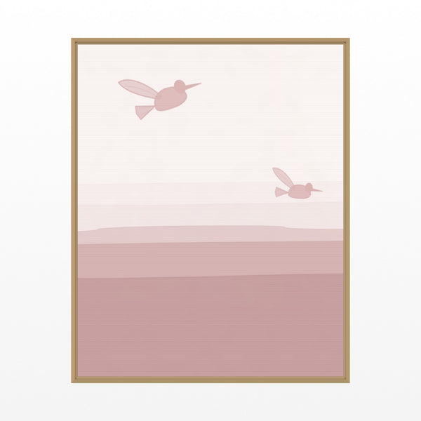Rose Dust Hummingbird Printable Wall Art – Limited Edition Giclée Art Print | Instant Digital Download — Floating natural frame