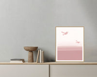 Rose Dust Hummingbird Printable Wall Art – Limited Edition Giclée Art Print | Instant Digital Download — Grey wall with bowl