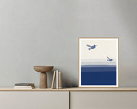 Rothko Cobalt Hummingbird Printable Wall Art – Limited Edition Giclée Art Print | Instant Digital Download — Grey wall with bowl