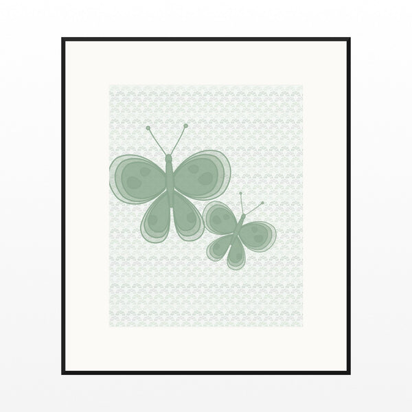 Sage Wash Butterfly Wall Art Print – Signed Limited Edition Giclée | Modern Gallery Decor — Black gallery mat