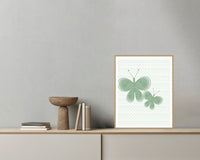 Sage Wash Butterfly Wall Art Print – Signed Limited Edition Giclée | Modern Gallery Decor — Grey wall with bowl