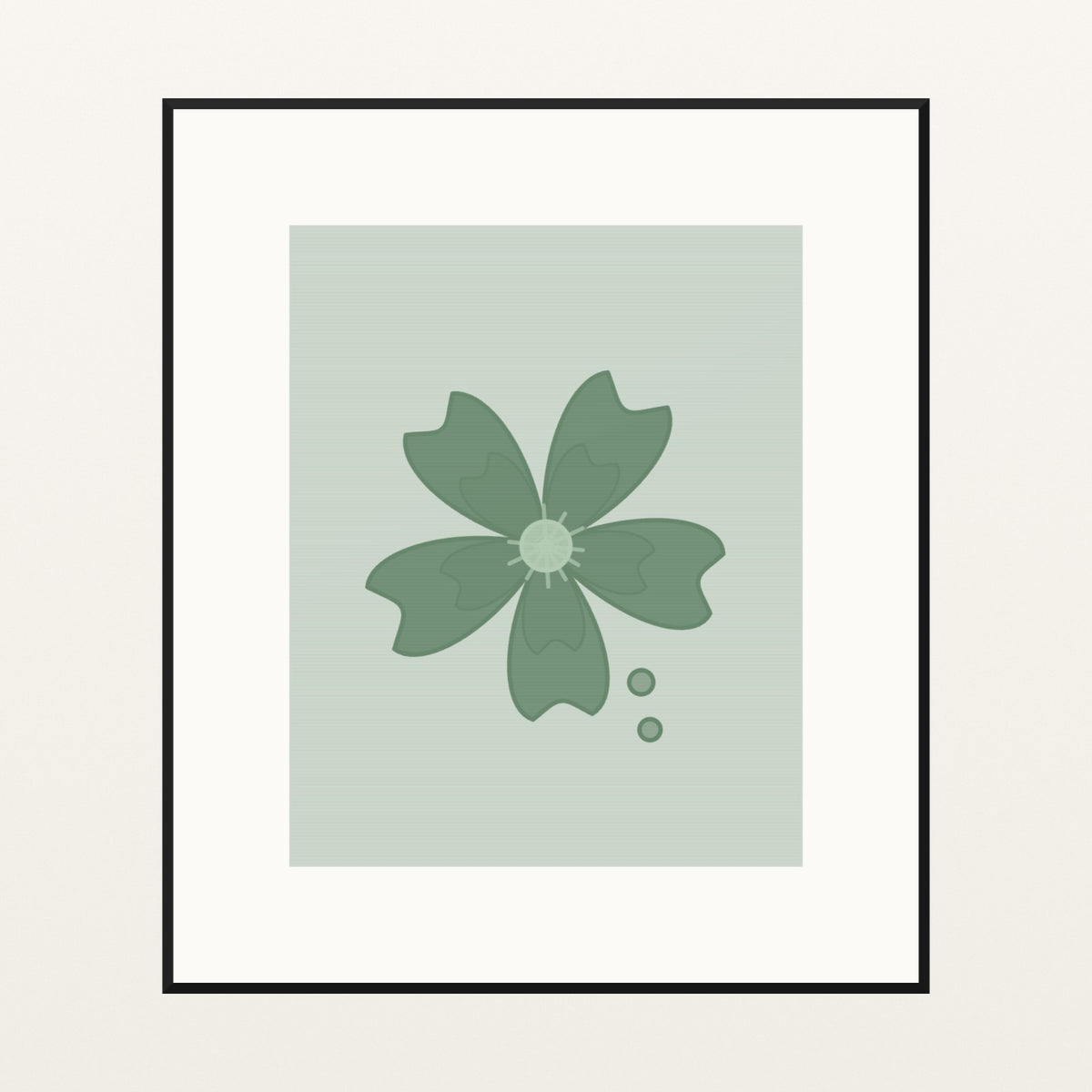 Sage Wash Cherry Blossom Printable Wall Art – Limited Edition Giclée Art Print | Instant Digital Download — Black gallery mat