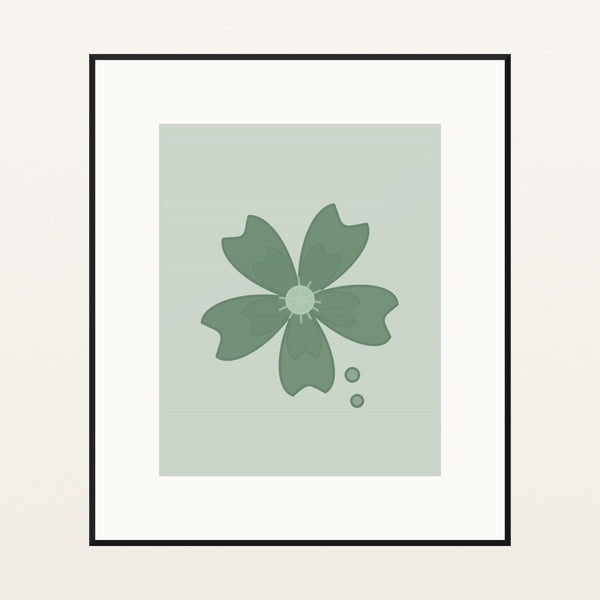 Sage Wash Cherry Blossom Printable Wall Art – Limited Edition Giclée Art Print | Instant Digital Download — Black gallery mat