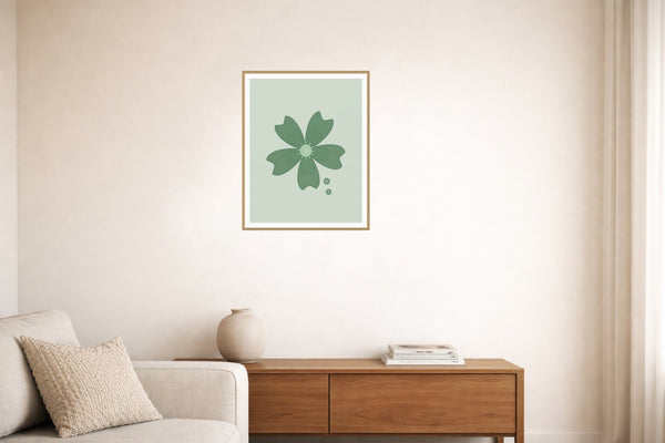 Sage Wash Cherry Blossom Printable Wall Art – Limited Edition Giclée Art Print | Instant Digital Download — Living room lifestyle