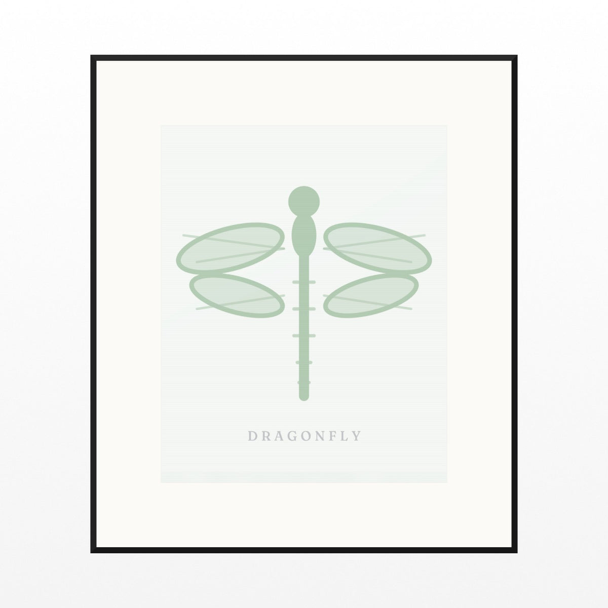 Sage Wash Dragonfly Art Print – Fine Art Giclée Digital Download | Signed 50-Edition — Black gallery mat