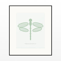 Sage Wash Dragonfly Art Print – Fine Art Giclée Digital Download | Signed 50-Edition — Black gallery mat