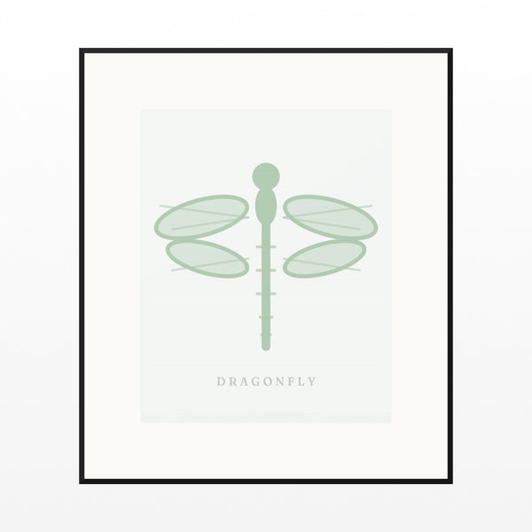 Sage Wash Dragonfly Art Print – Fine Art Giclée Digital Download | Signed 50-Edition — Black gallery mat