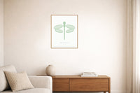 Sage Wash Dragonfly Art Print – Fine Art Giclée Digital Download | Signed 50-Edition — Living room lifestyle