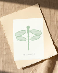 Sage Wash Dragonfly Art Print – Fine Art Giclée Digital Download | Signed 50-Edition — Paper/edge detail