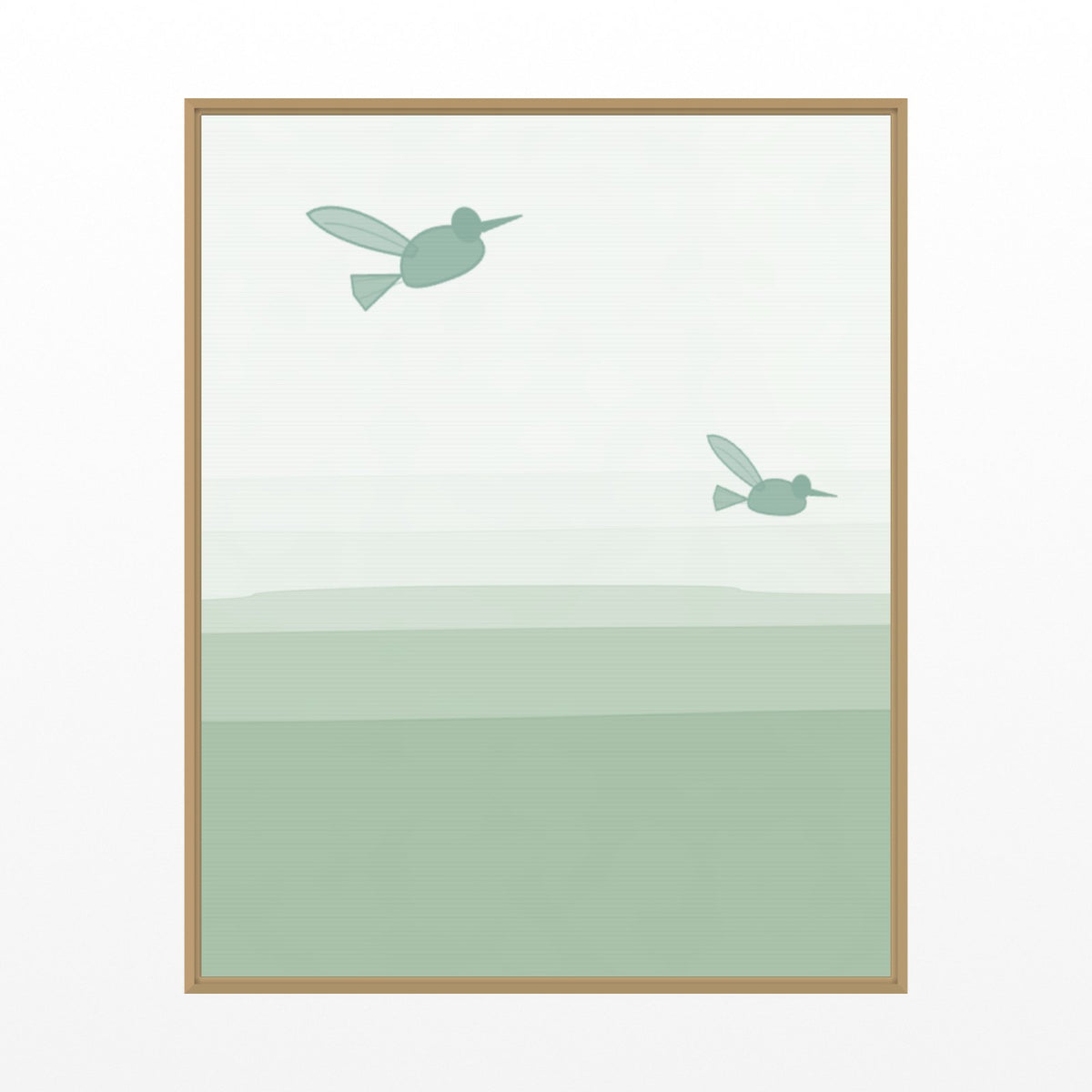 Sage Wash Hummingbird Printable Wall Art – Limited Edition Giclée Art Print | Instant Digital Download — Floating natural frame