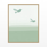 Sage Wash Hummingbird Printable Wall Art – Limited Edition Giclée Art Print | Instant Digital Download — Floating natural frame